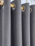 Pair Of Ash Grey Velvet Curtain With Blackout