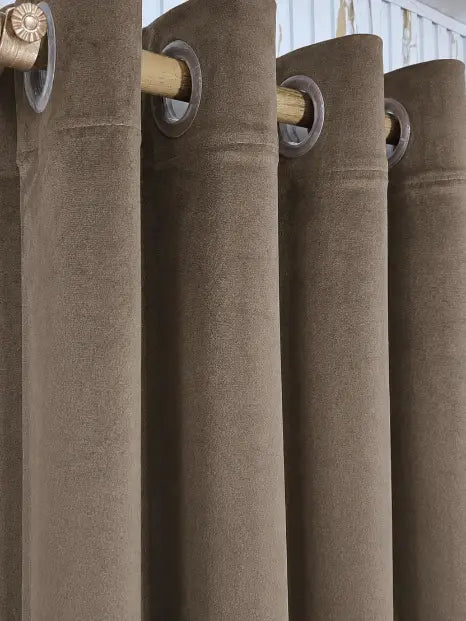 Taupe Brown Velvet Curtain