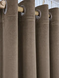 Pair Of Taupe Brown Velvet Curtain With Blackout