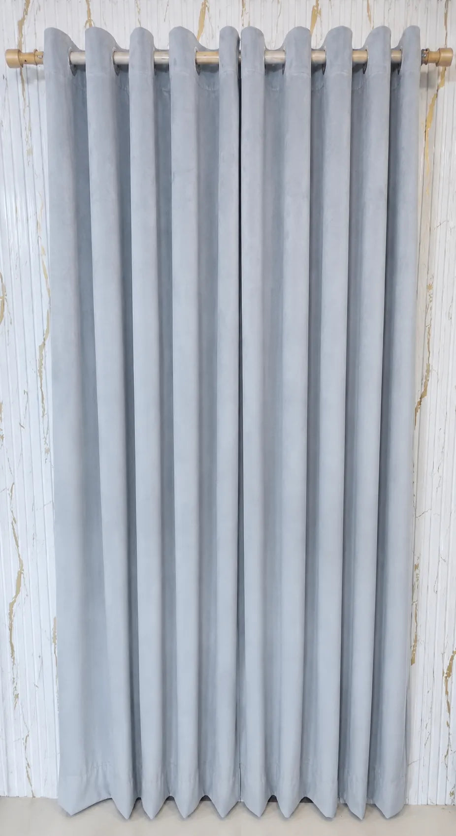 Ice Blue Velvet Curtain