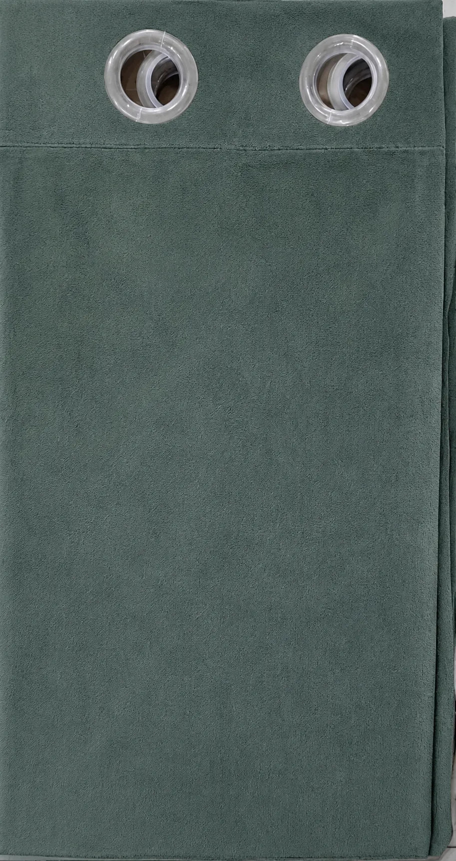 Pair Of Sage Velvet Curtain With Blackout