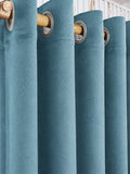 Pair Of Ocean Teal Velvet Curtain With Blackout