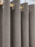 Pair Of Mushroom Brown Velvet Curtain With Blackout