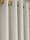Pair Of Off White Velvet Curtain With Blackout