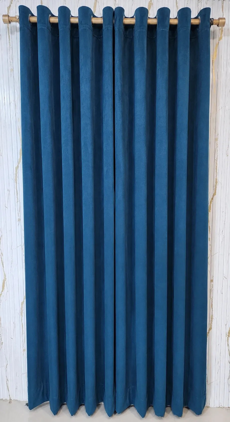 Teal Blue Velvet Curtain