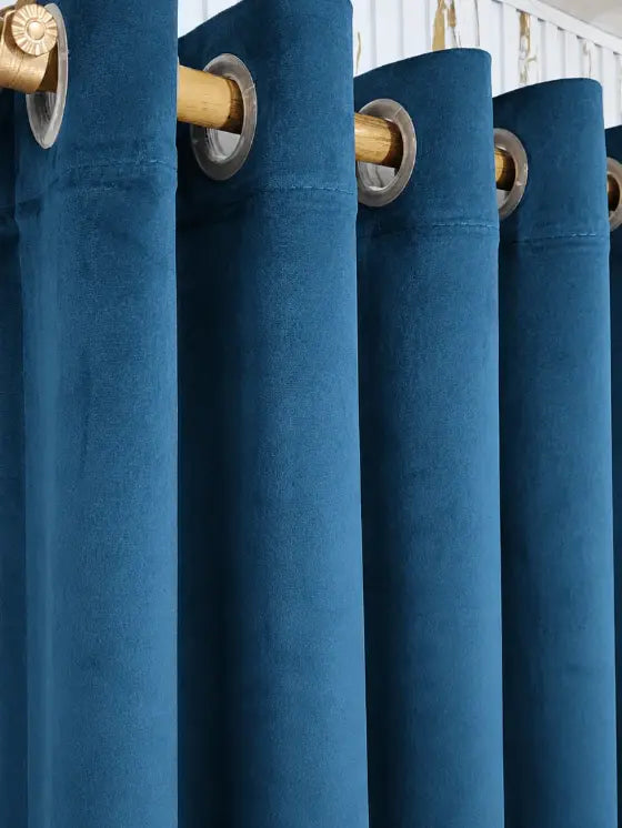 Teal Blue Velvet Curtain