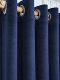 Pair Of Midnight Blue Velvet Curtain With Blackout