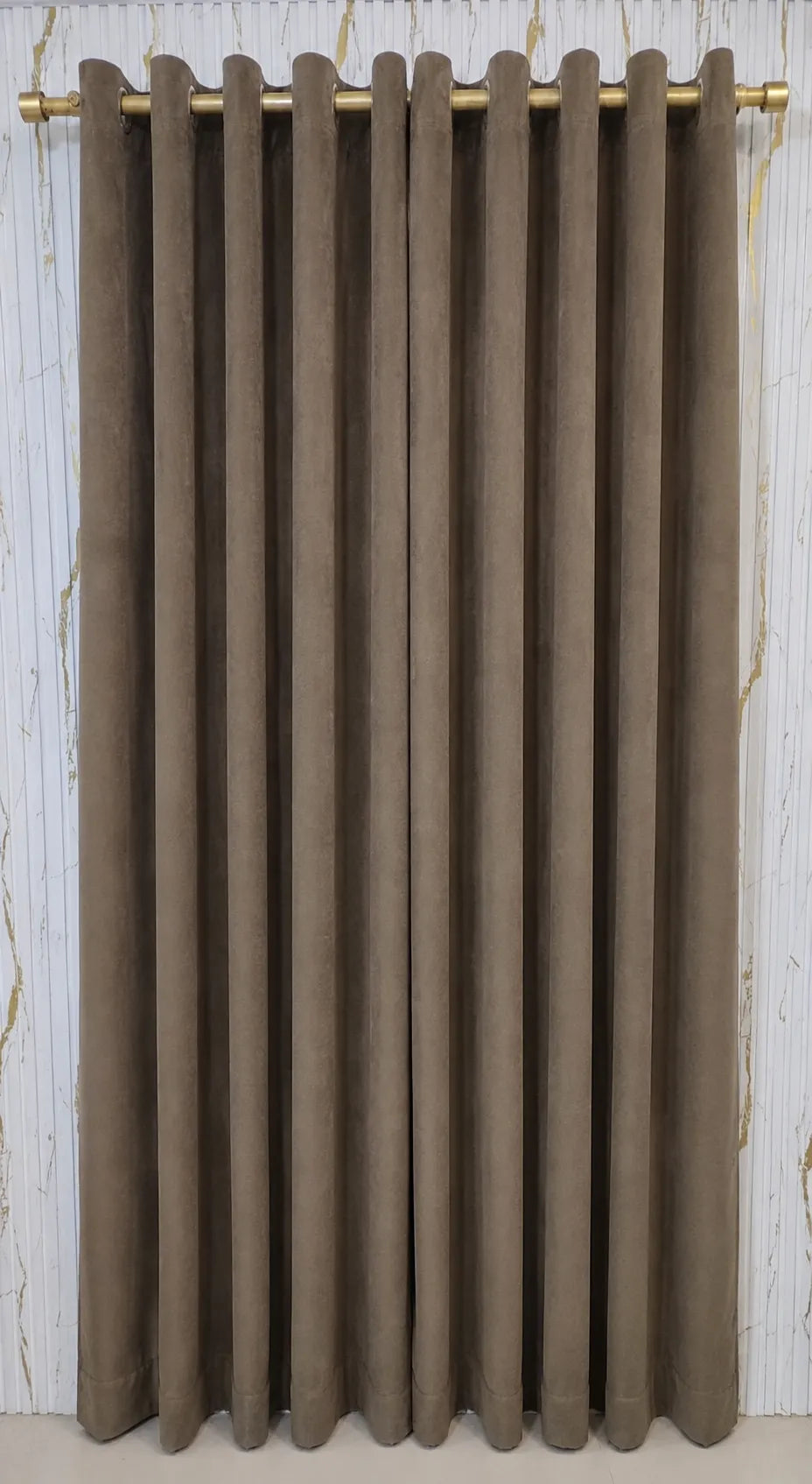 Taupe Brown Velvet Curtain