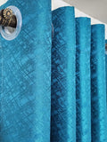 Pair Of Navy Nest X Jacquard Curtain With Blackout