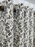 Pair Of Royal Demask Black And White Jacquard Curtain With Blackout