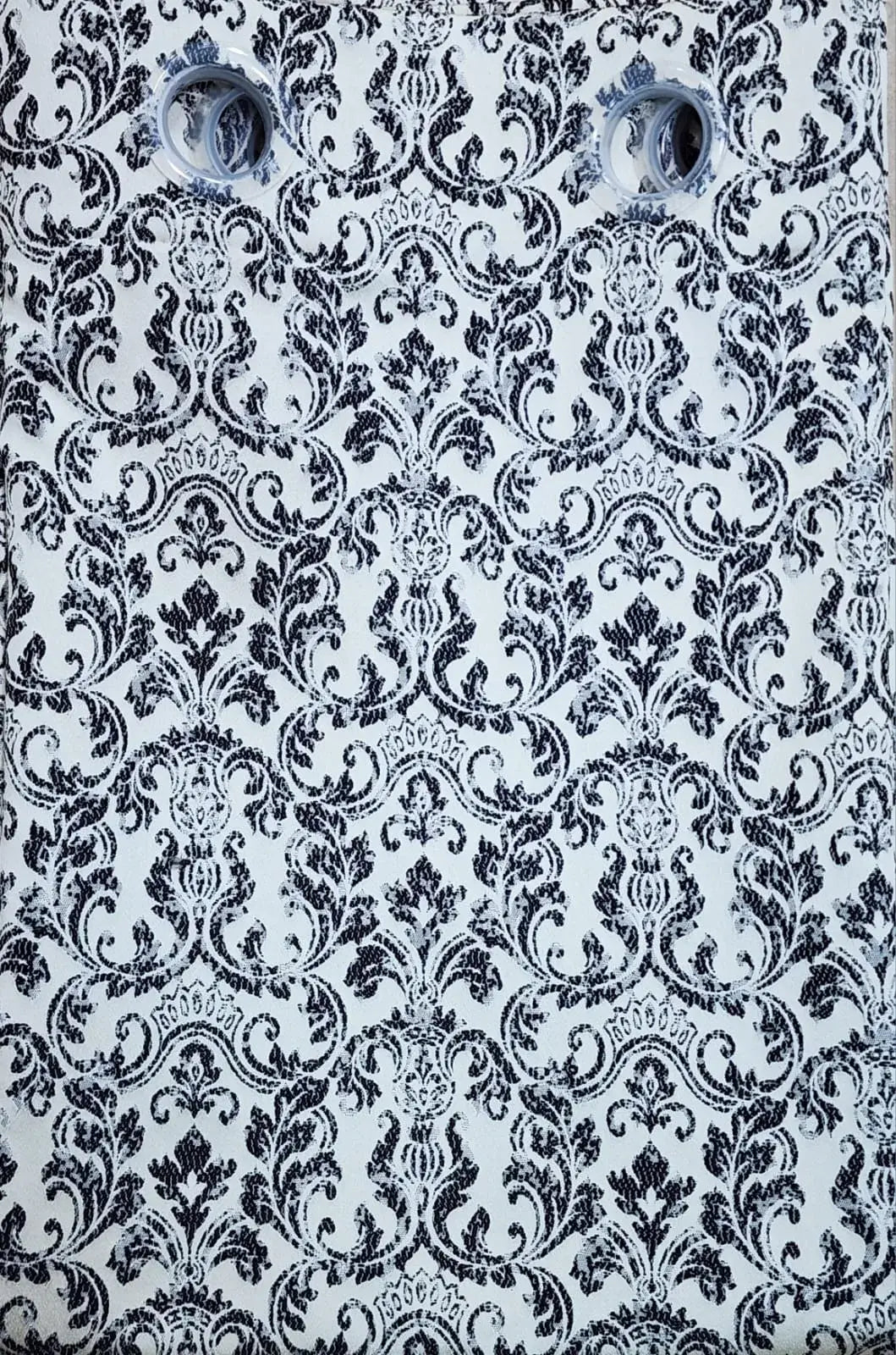 Pair Of Royal Demask Black And White Jacquard Curtain With Blackout