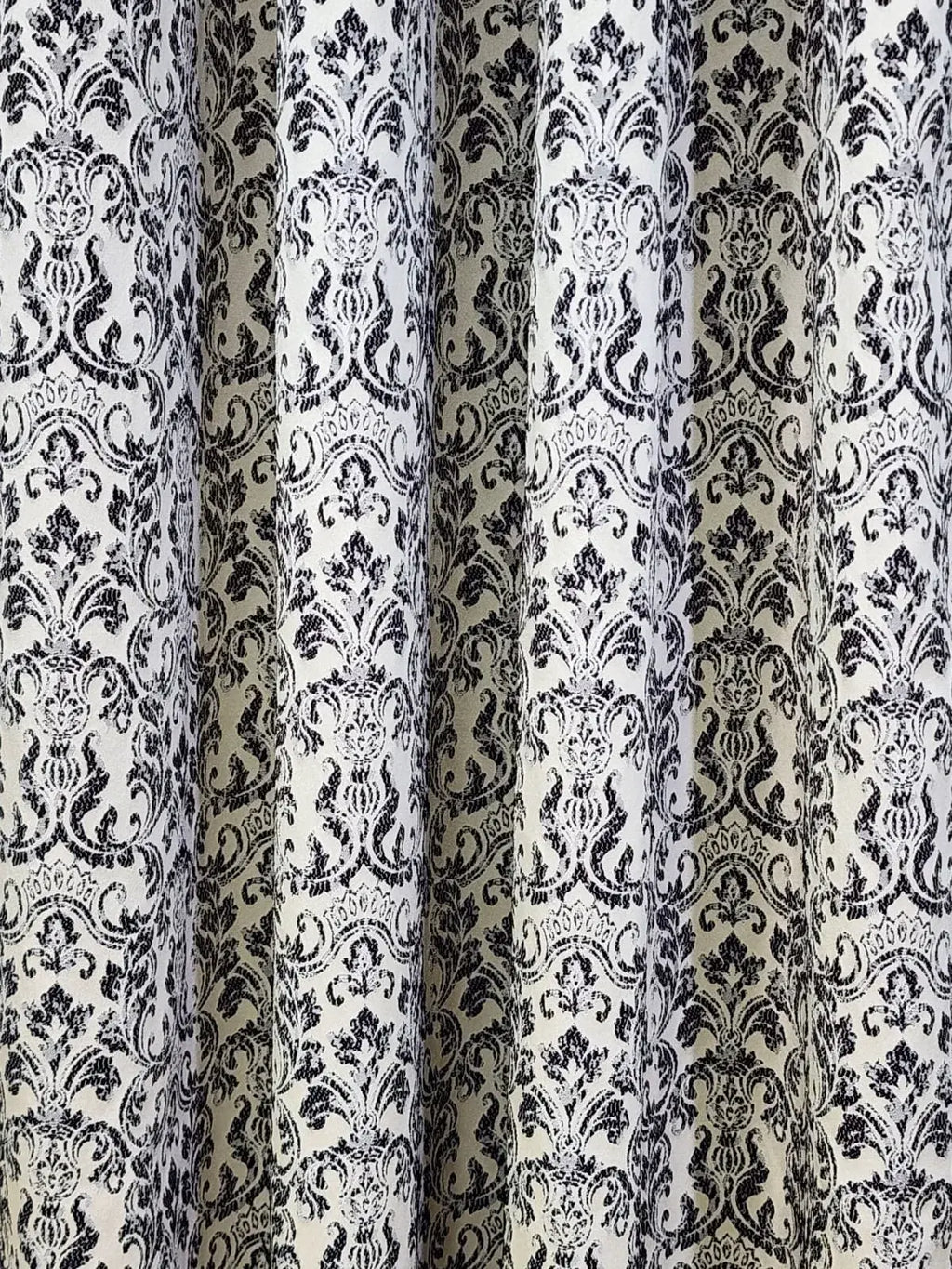 Pair Of Royal Demask Black And White Jacquard Curtain With Blackout