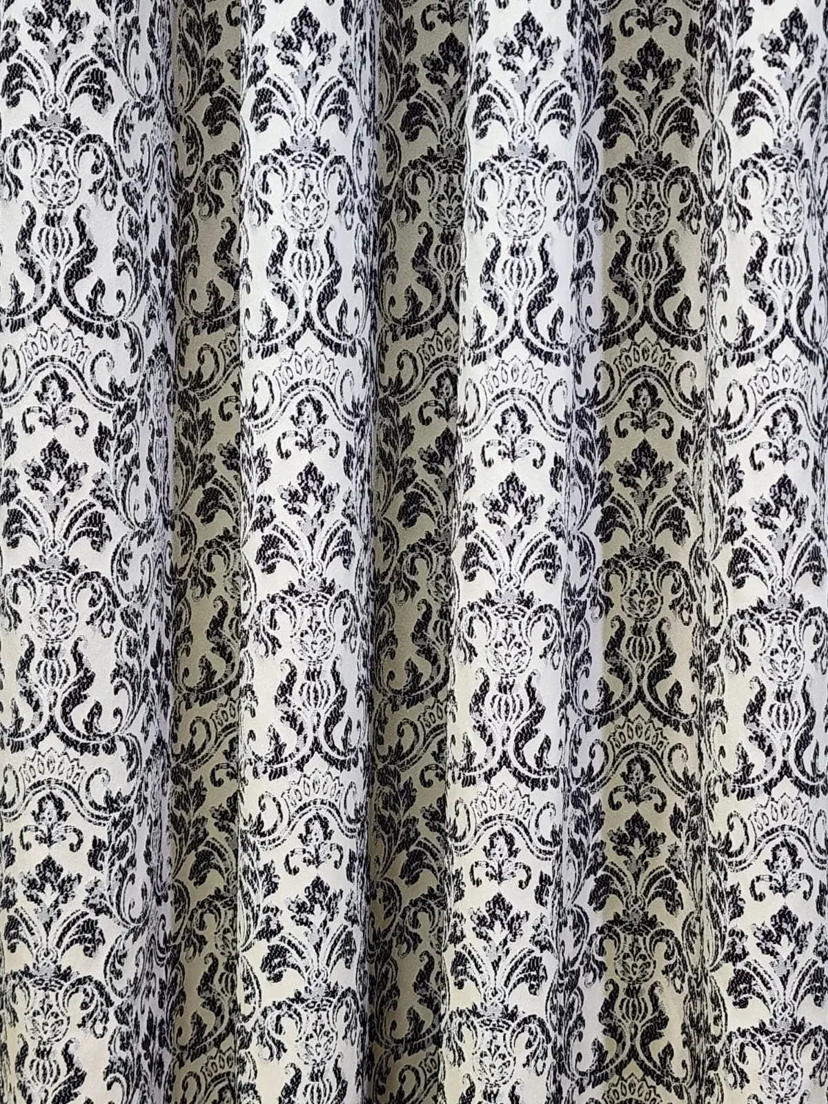 Pair Of Royal Demask Black And White Jacquard Curtain With Blackout