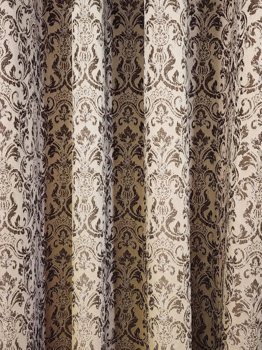 Pair Of Royal Demask - Caramel Jacquard Curtain With Blackout