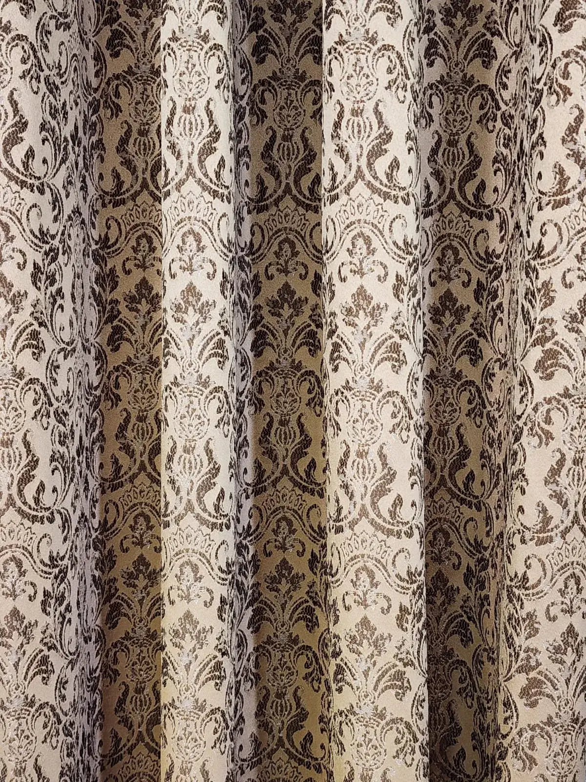 Pair Of Royal Demask - Caramel Jacquard Curtain With Blackout