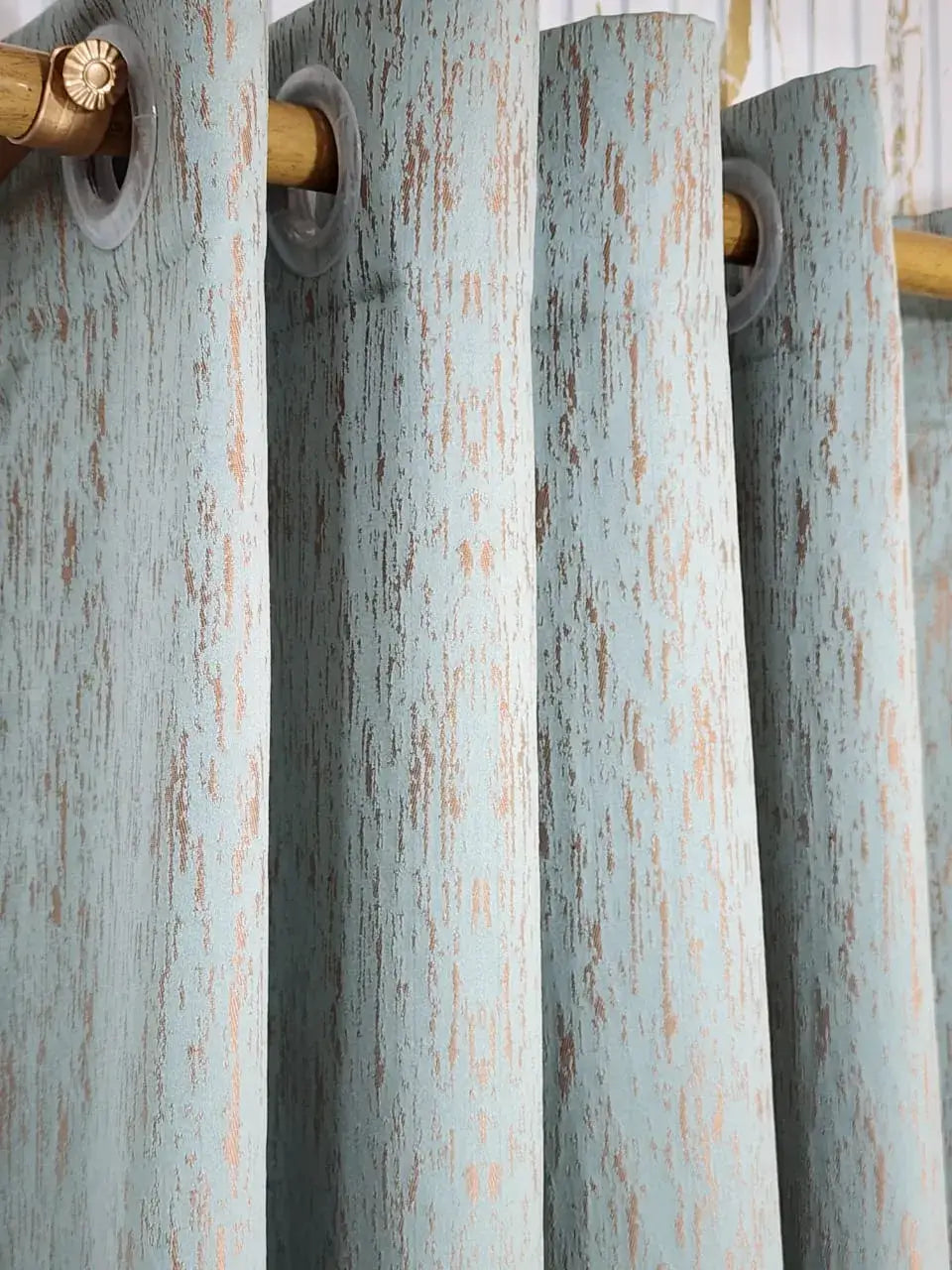 Pair Of Rusty Pista Jacquard Curtain With Blackout