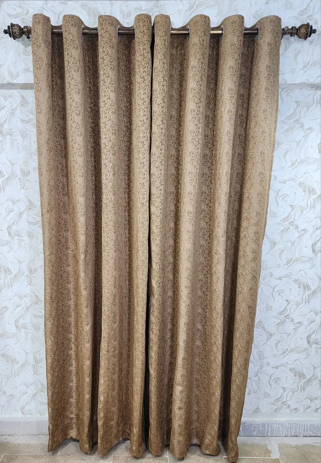Pair Of Texture Mocha Jacquard Curtain With Blackout
