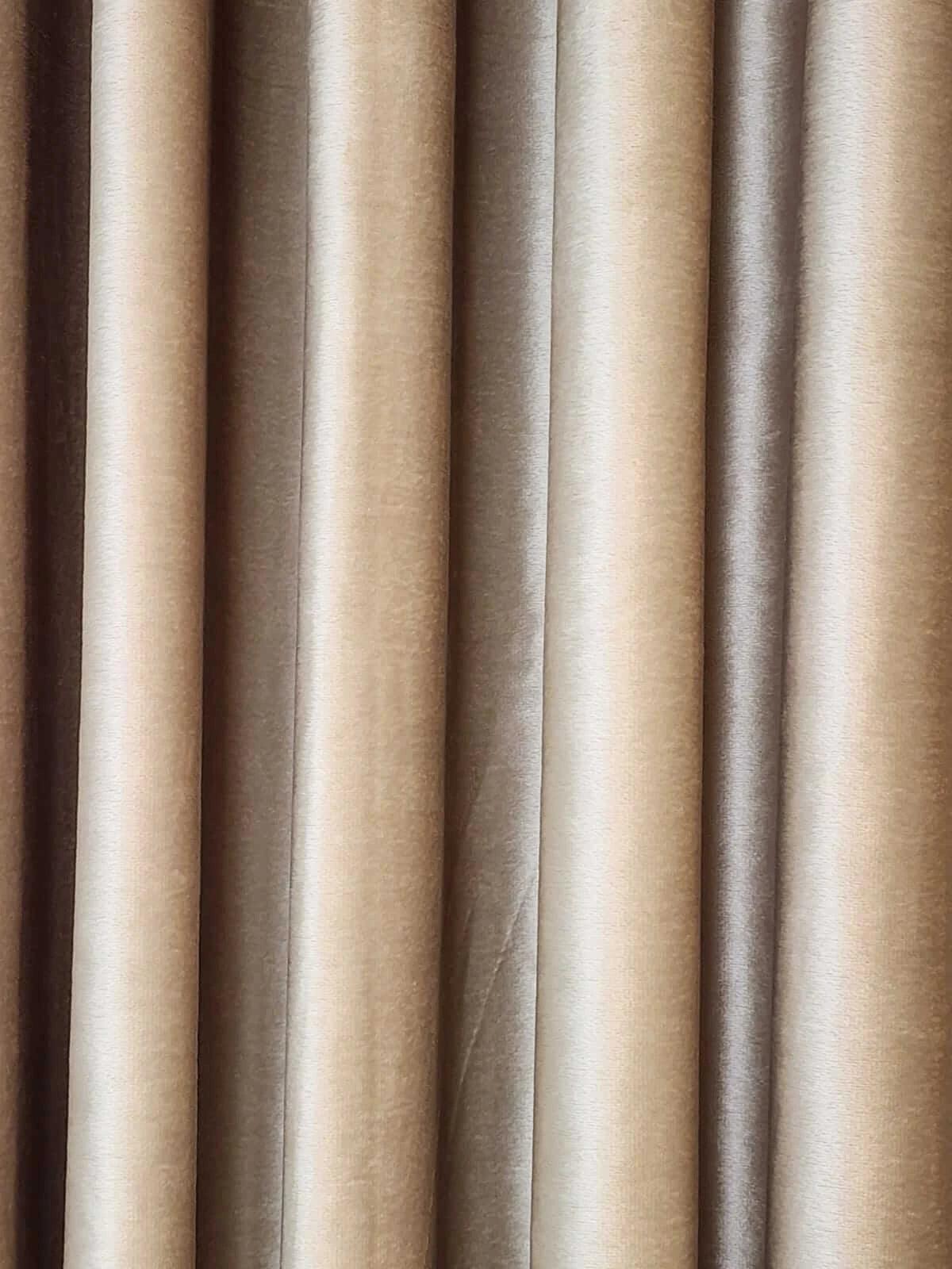 Pair Of Light Gold Plain Velvet Curtain With Blackout