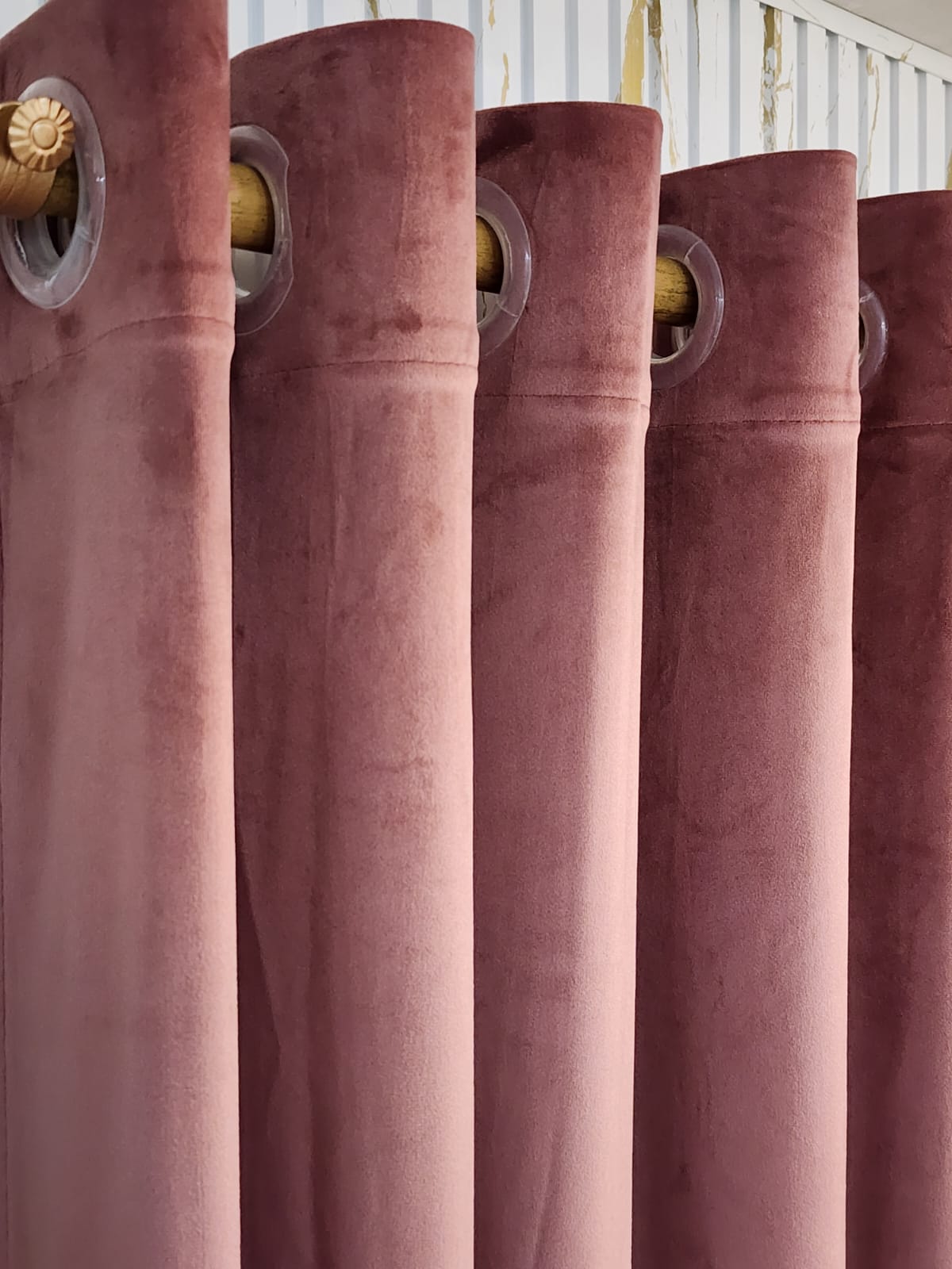 Tea Pink Velvet Curtain