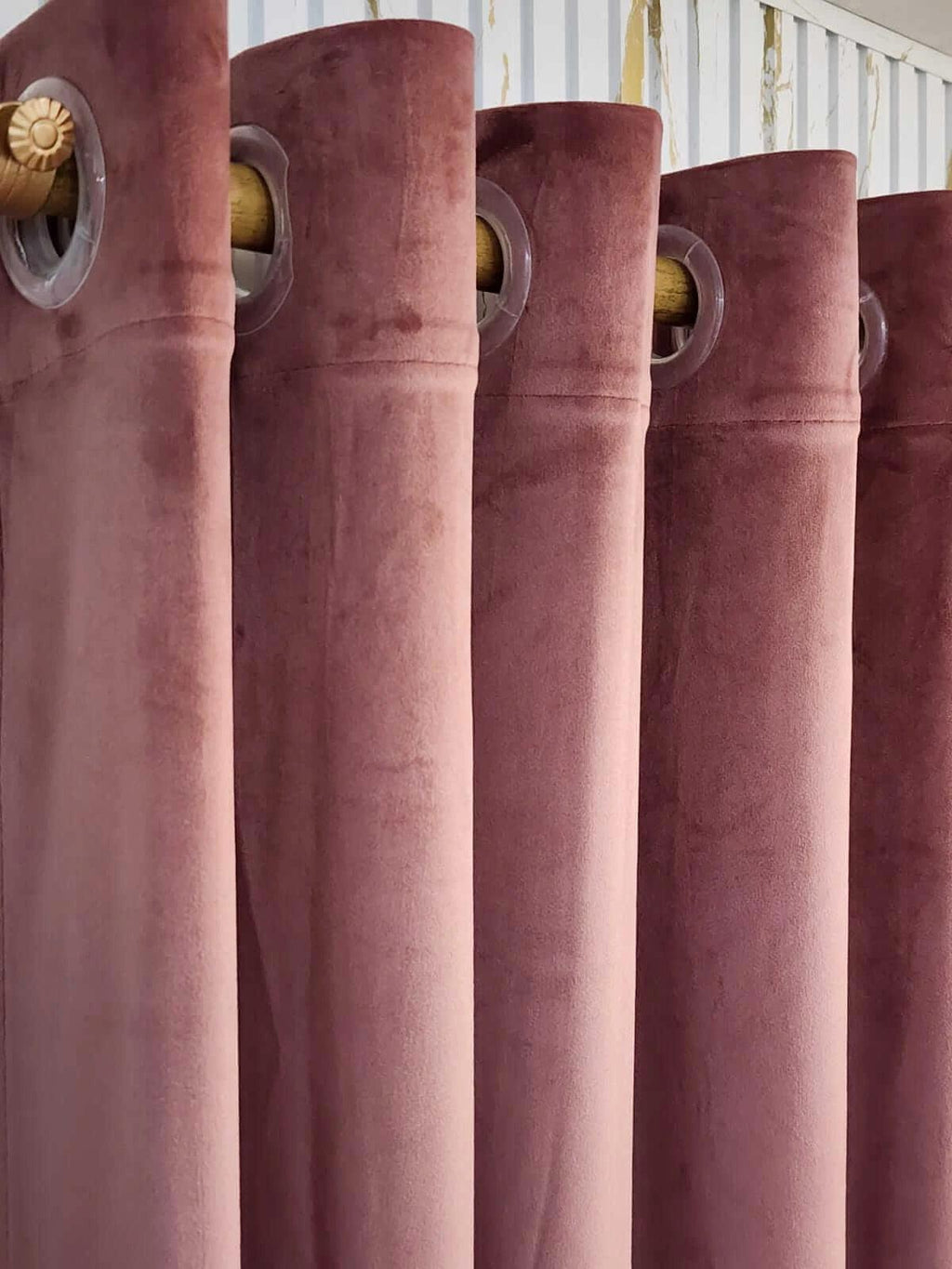 Tea Pink Velvet Curtain