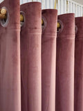 Pair Of Tea Pink Velvet Curtain With Blackout