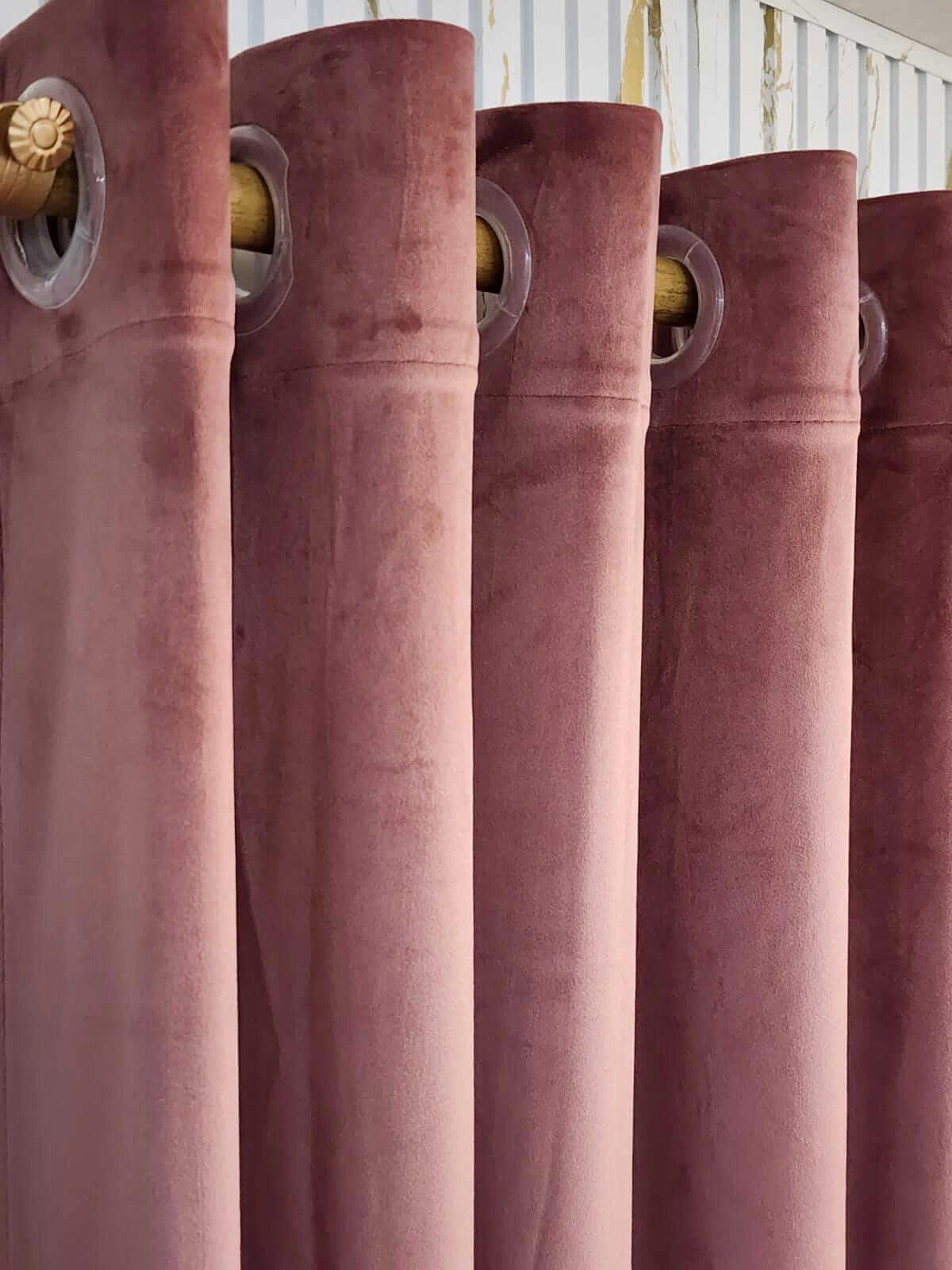Tea Pink Velvet Curtain
