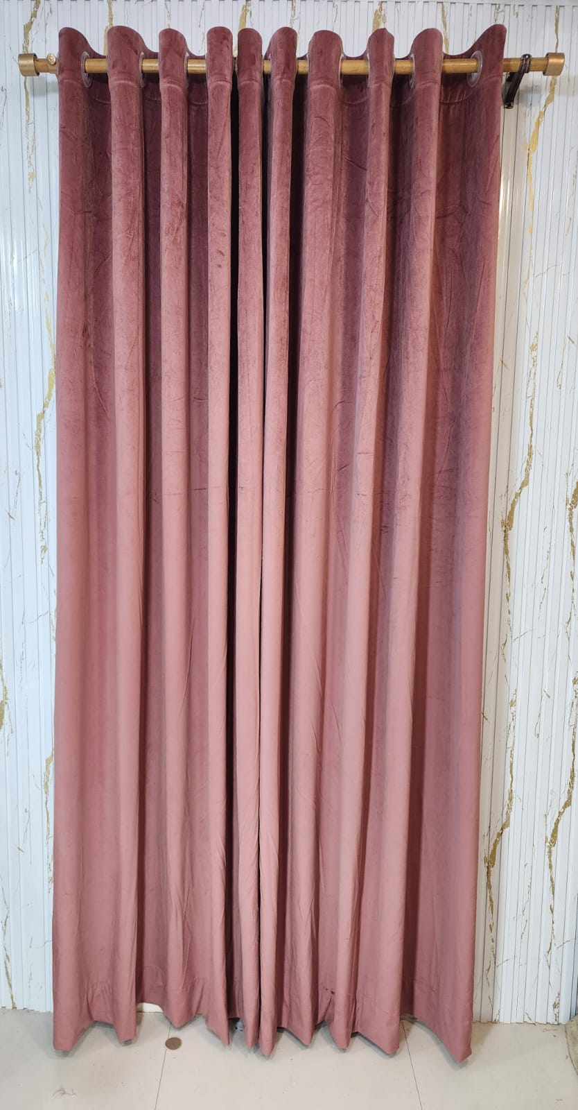 Tea Pink Velvet Curtain
