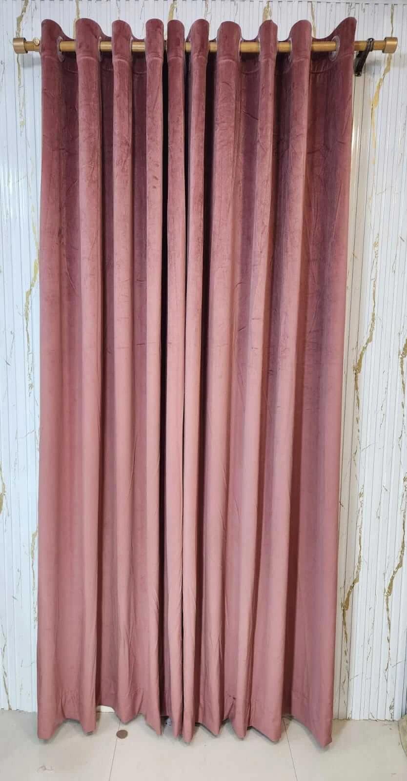 Tea Pink Velvet Curtain