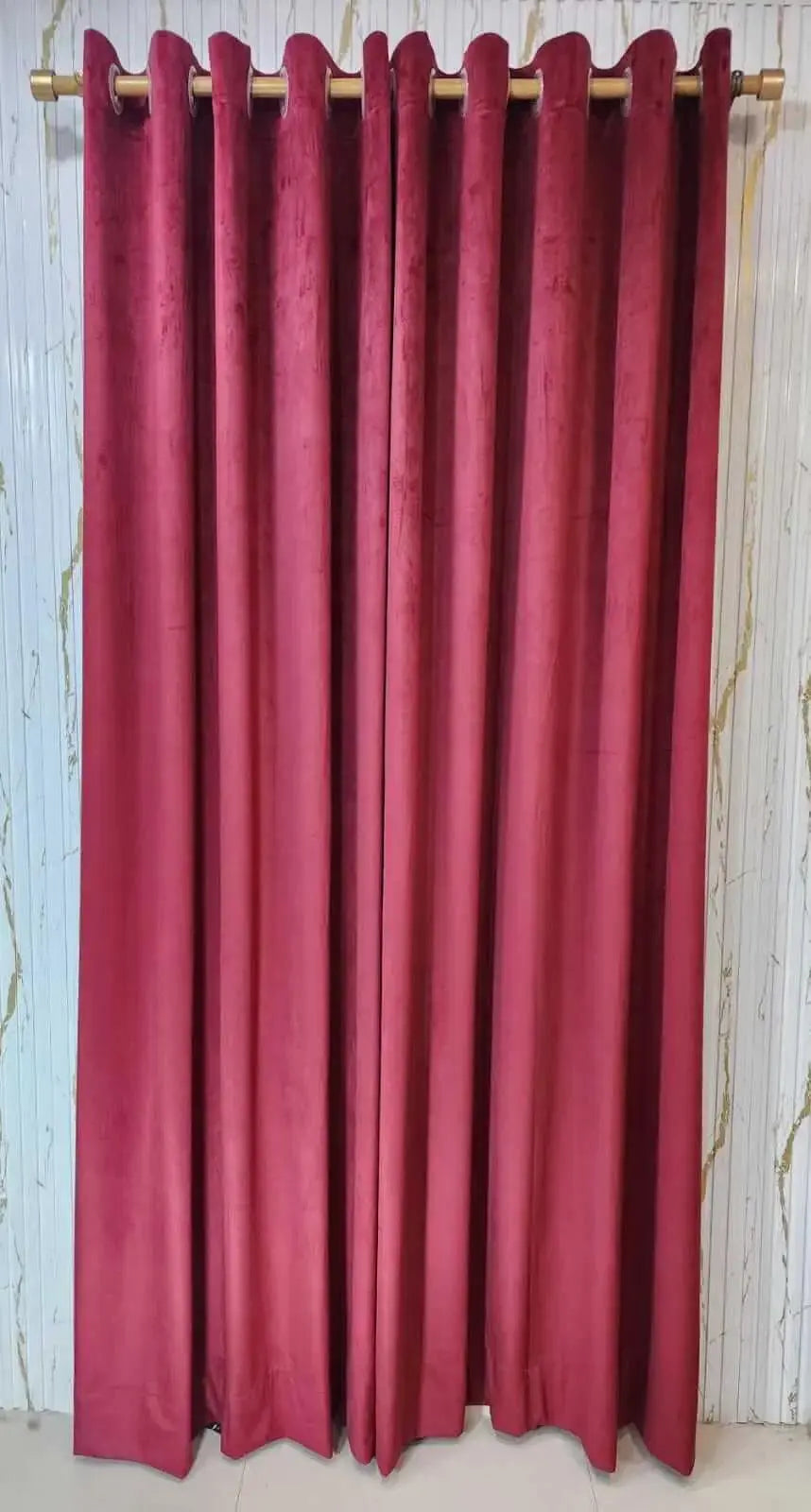 Dark maroon velvet curtain
