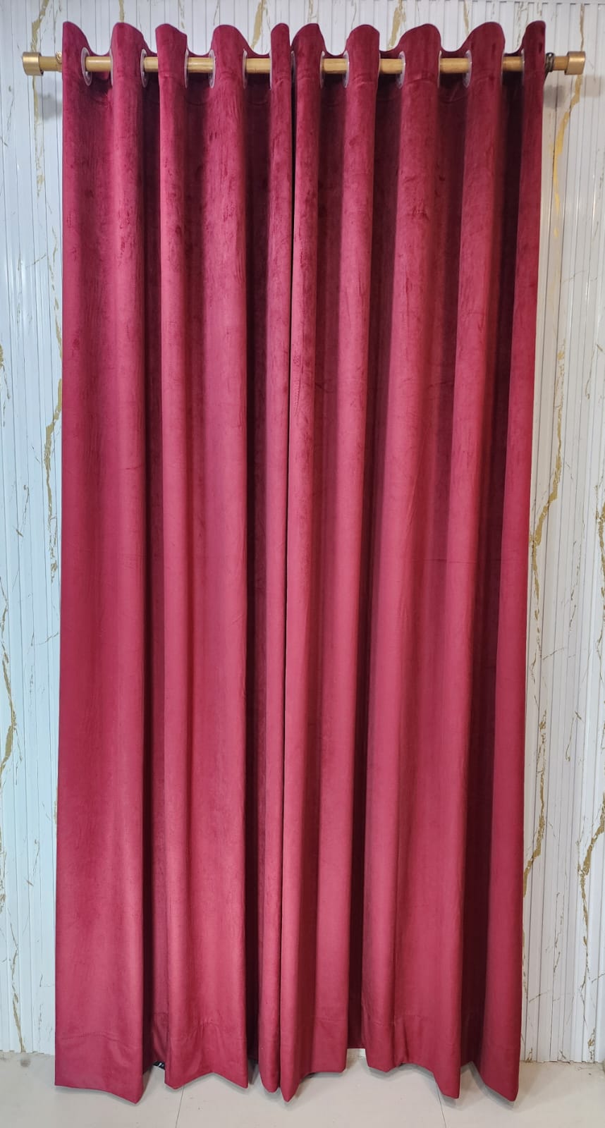 Dark maroon velvet curtain