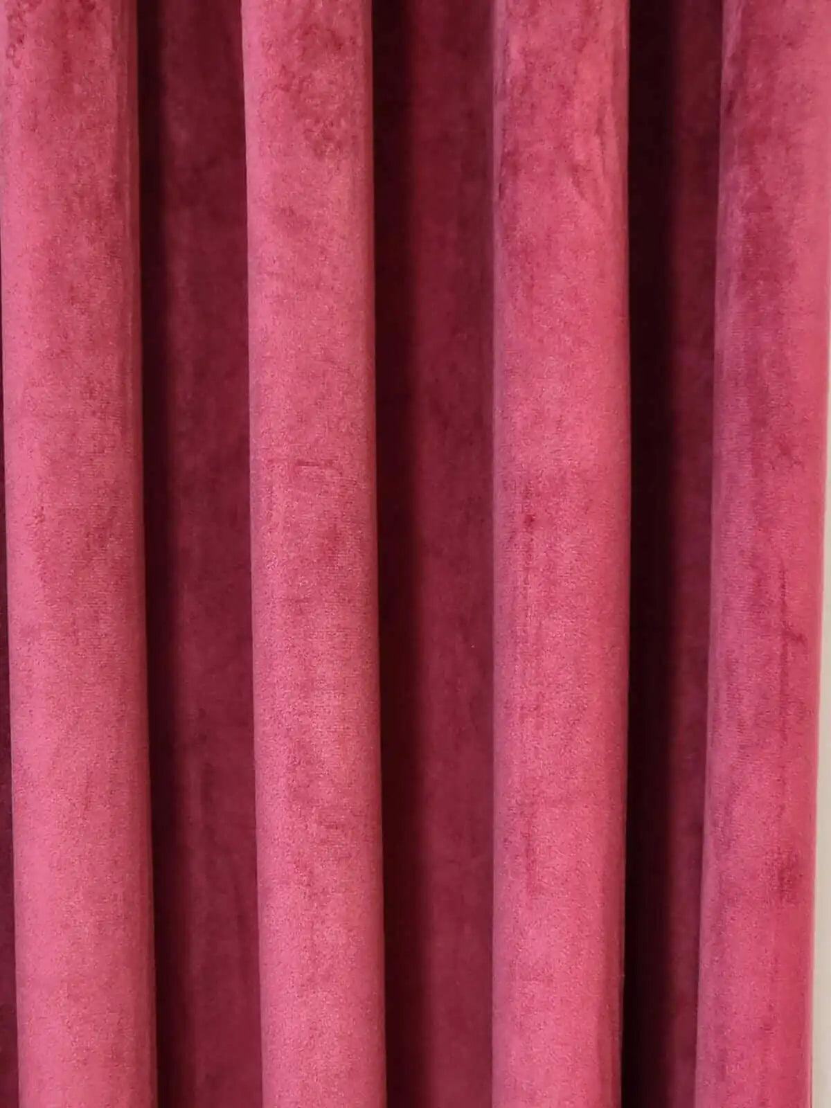 Pair Of Dark Maroon Velvet Curtain With Blackout