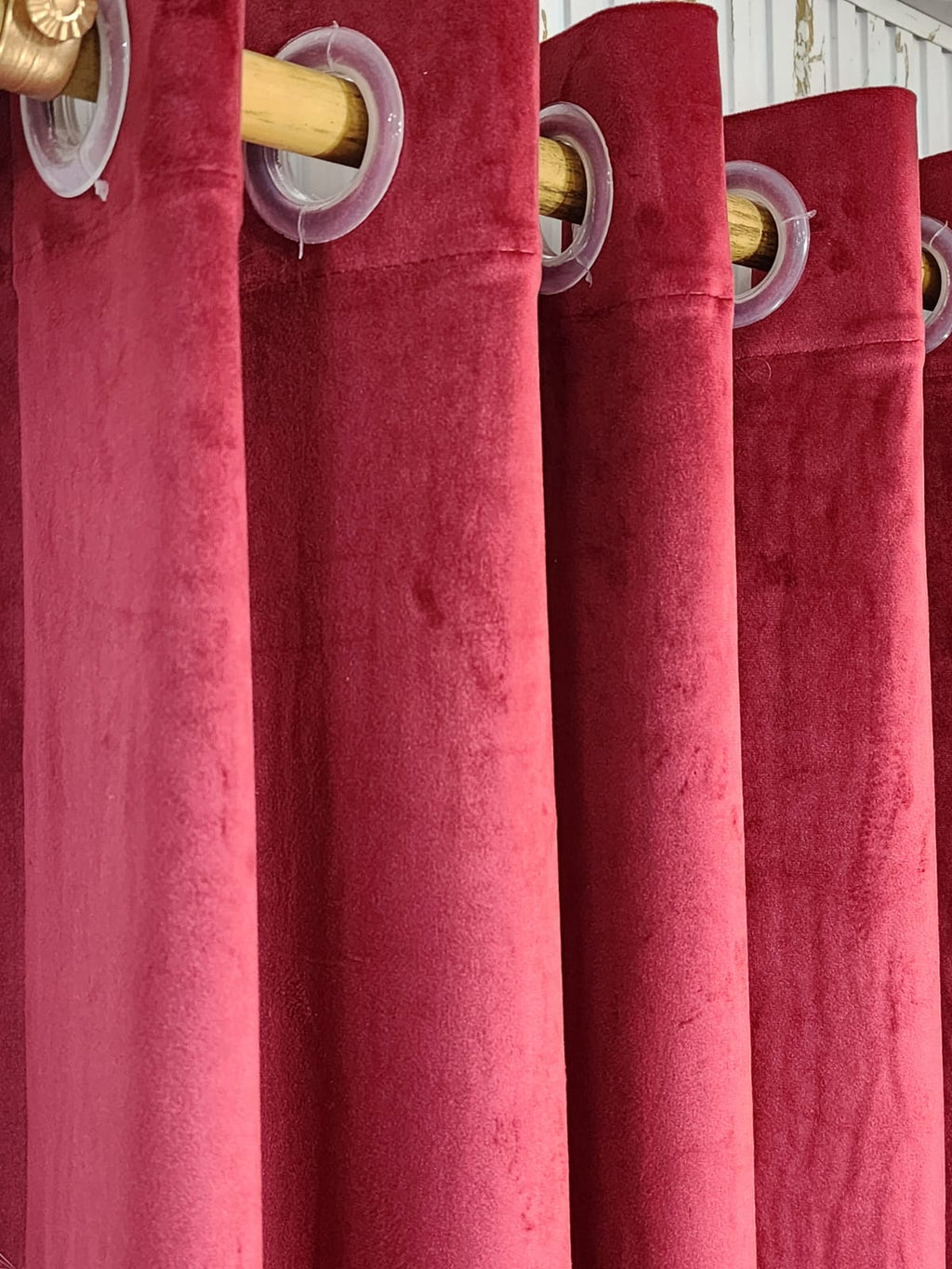 Dark maroon velvet curtain