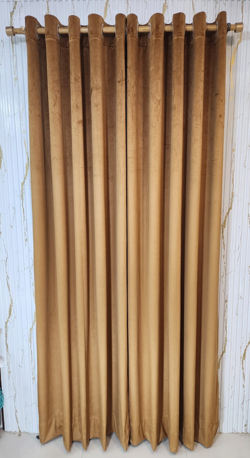 Dark Golden Velvet Curtain