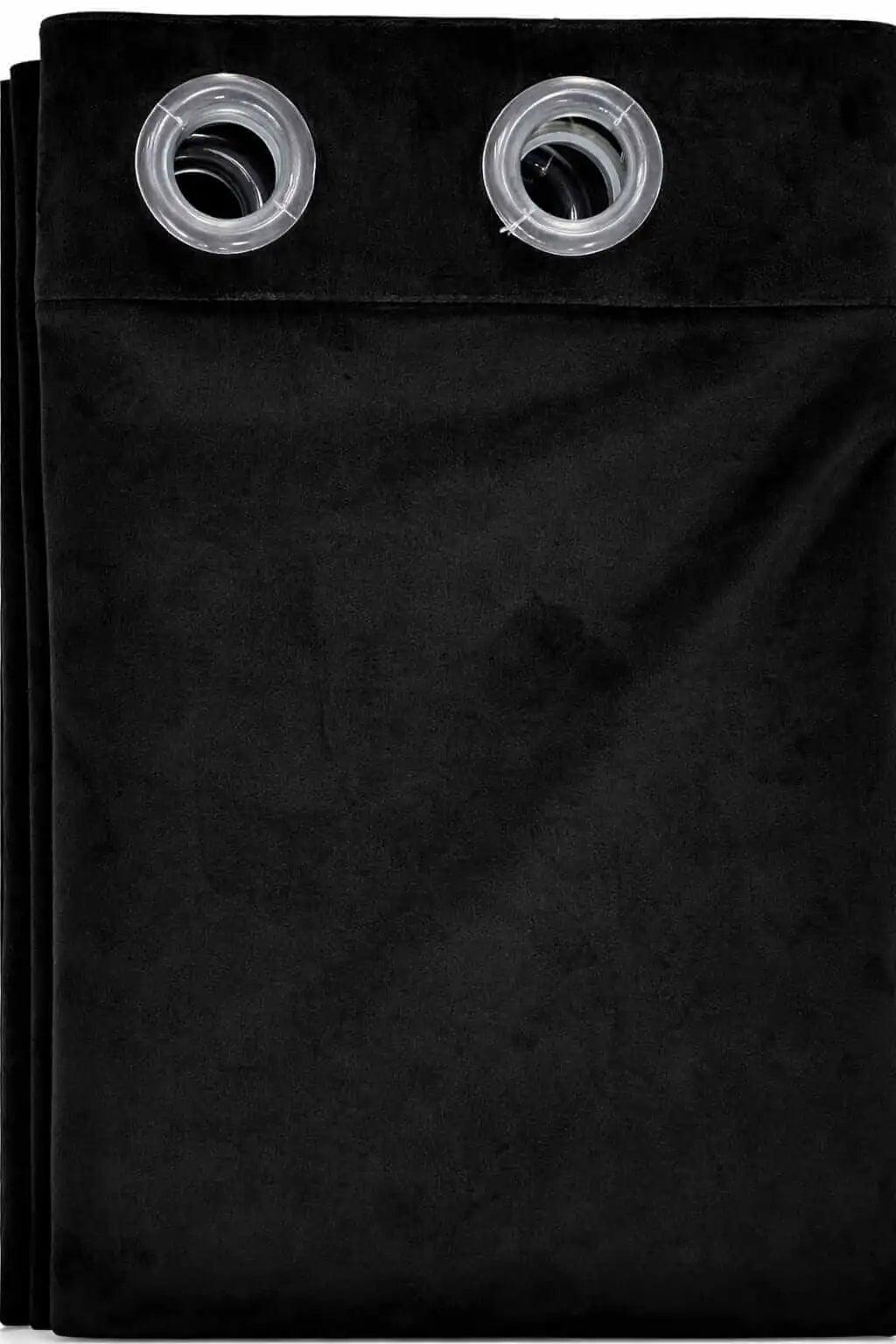 Pair Of Black Velvet Curtain With Blackout