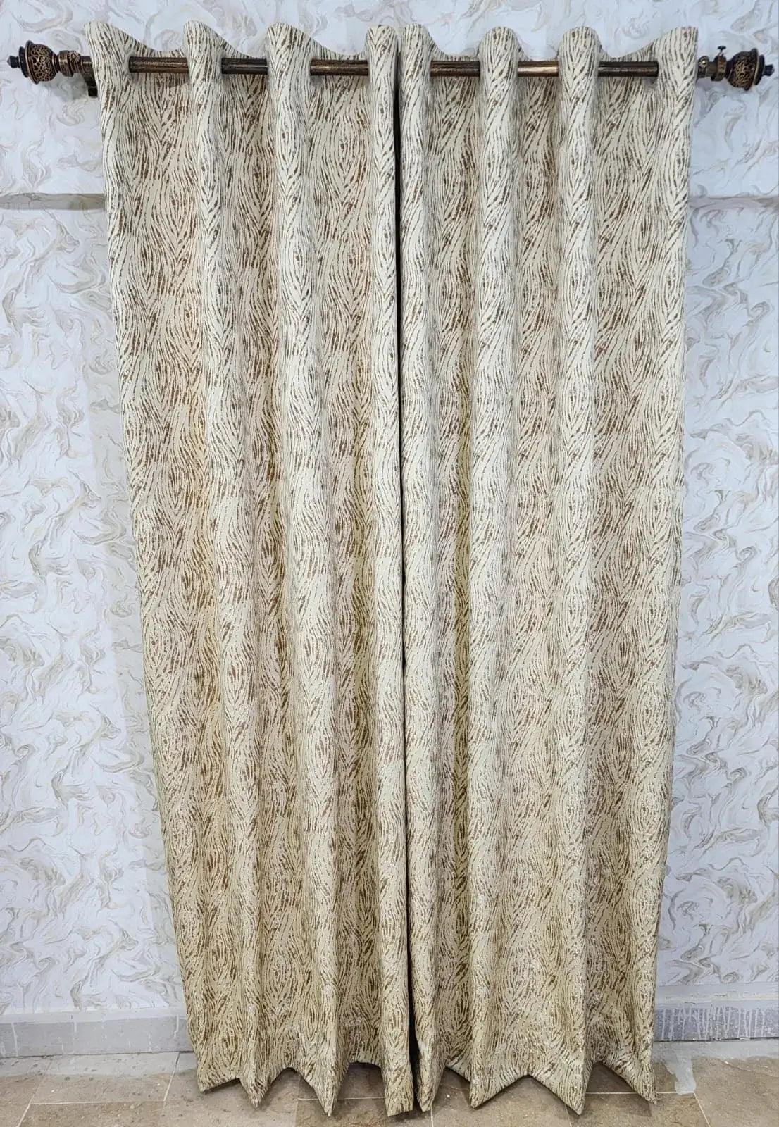 Pair Of Caramel Drift Jacquard Curtain With Blackout
