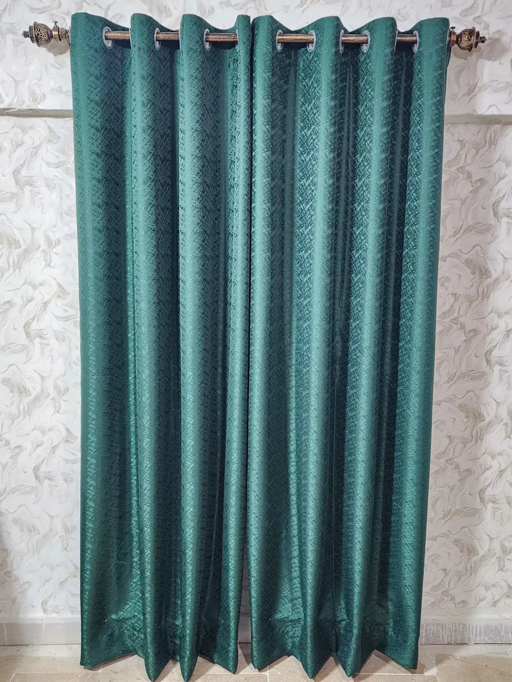 Pair Of Emerald Vale X Jacquard Curtain With Blackout