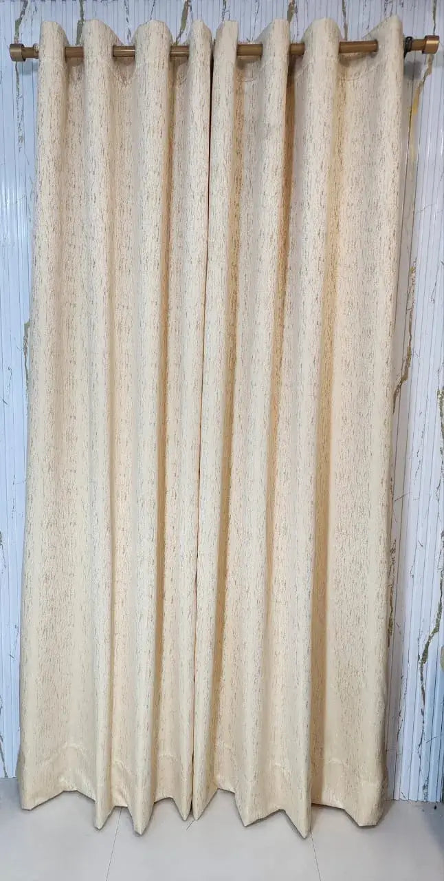 Pair Of Gold Linen Jacquard Curtain With Blackout