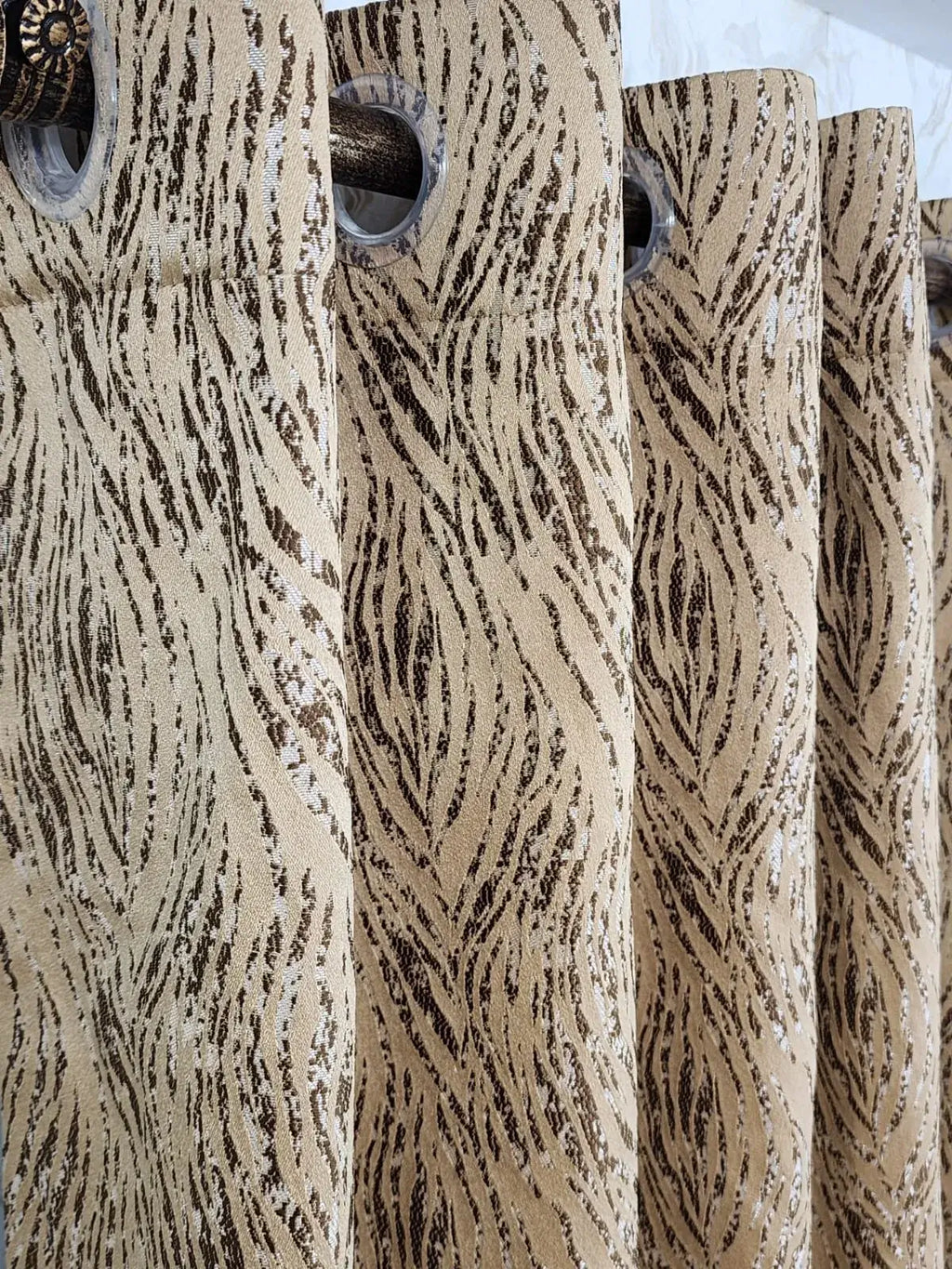 Pair Of Mocha Drift Jacquard Curtain With Blackout