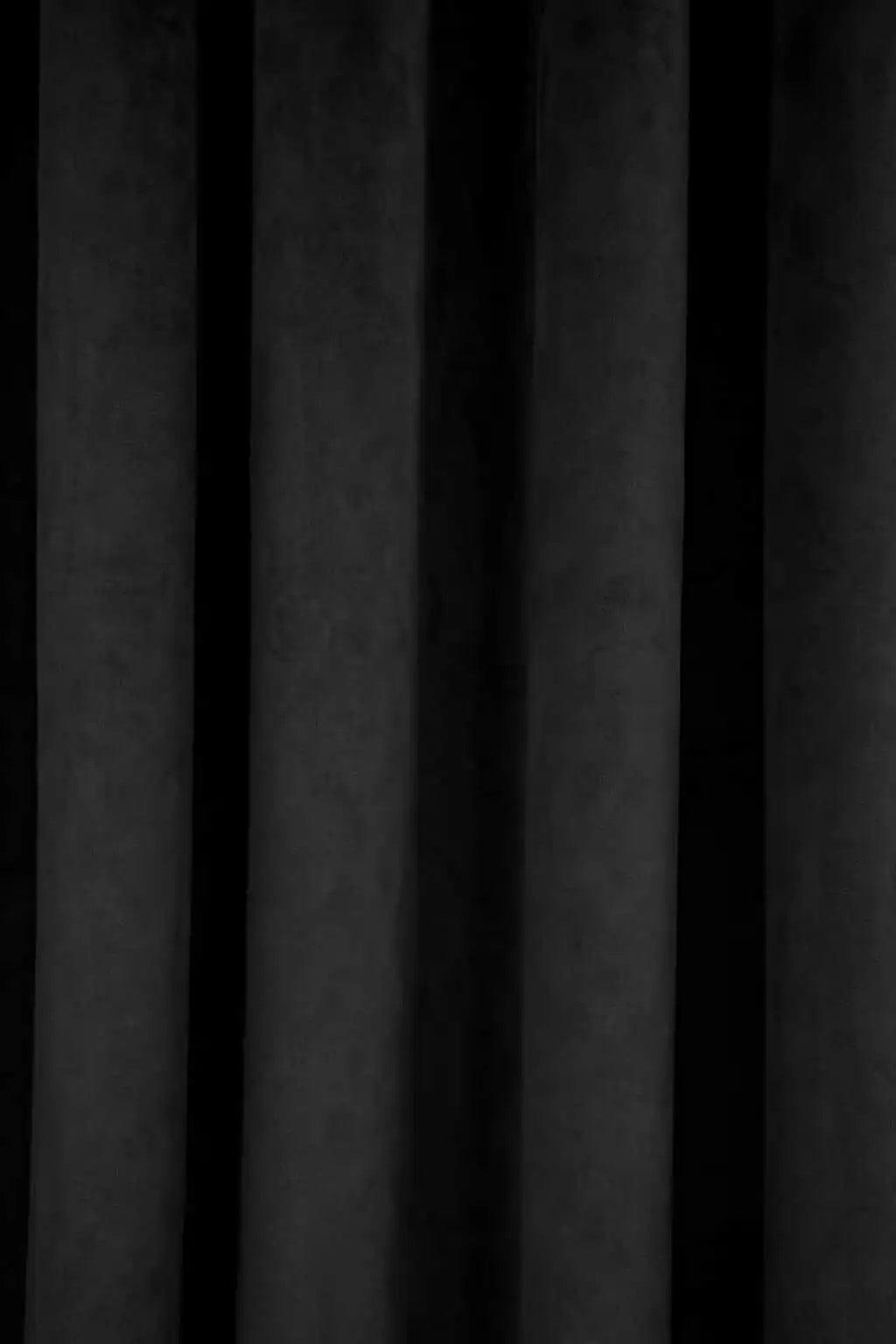 Pair Of Black Velvet Curtain With Blackout